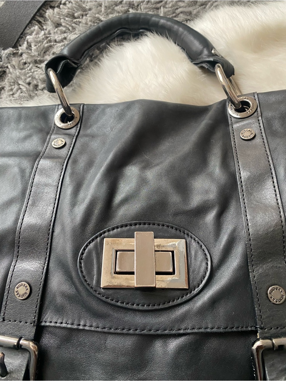 RUDSAK Black Leather satchel bag - Picture 8 of 11